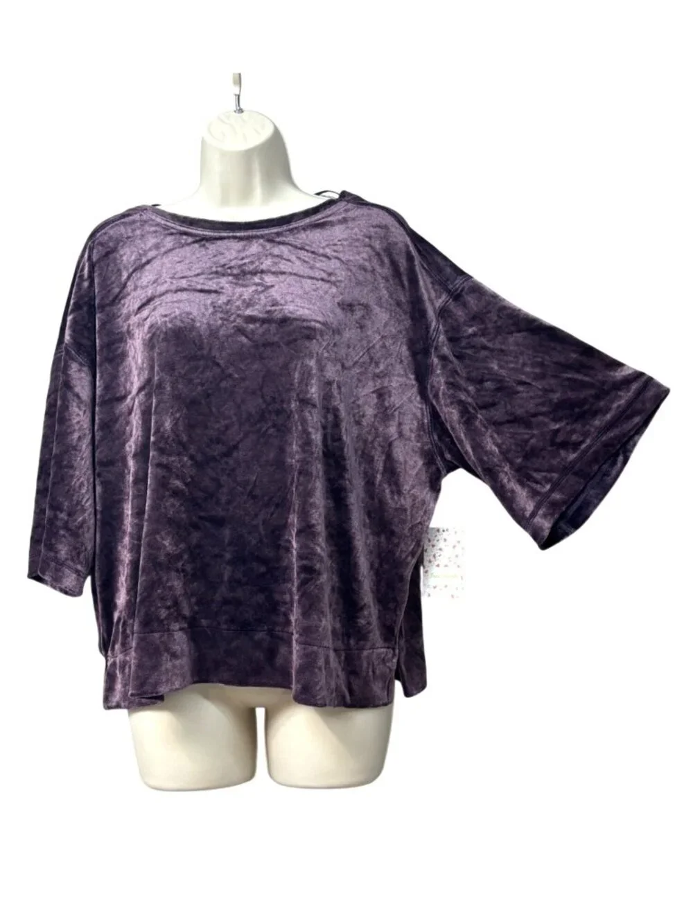 Free People Valerie Velour T-Shirt, Navy (purple really), Sz. S